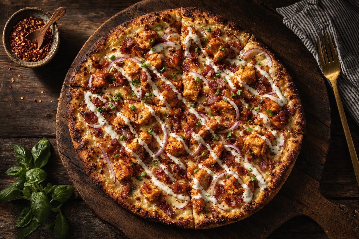 Hot Chicken Bacon Ranch Pizza
